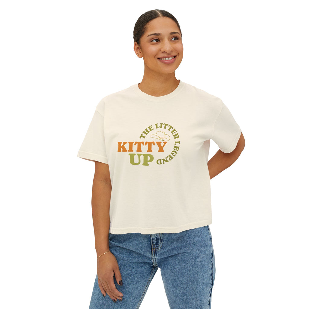 "The Litter Legend" Cute Cat Graphic Boxy T‑Shirt