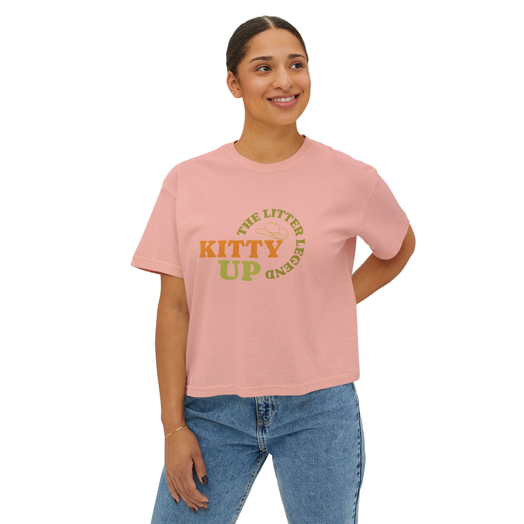 "The Litter Legend" Cute Cat Graphic Boxy T‑Shirt