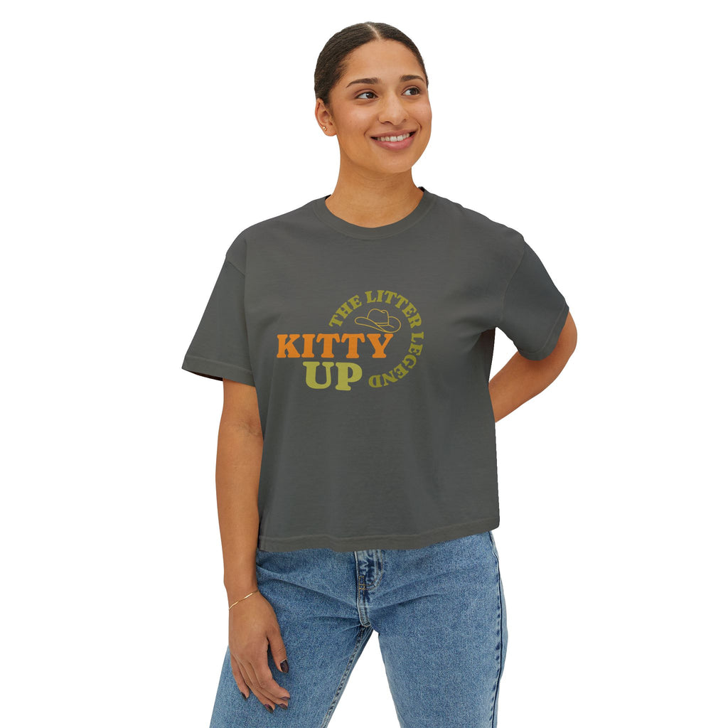 "The Litter Legend" Cute Cat Graphic Boxy T‑Shirt