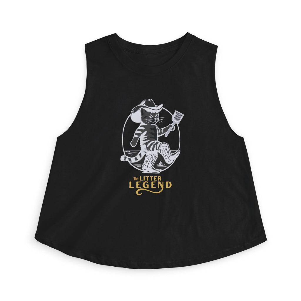Legend Cat Crop Top — Retro Cowboy Cat Graphic Women's Crop Tank