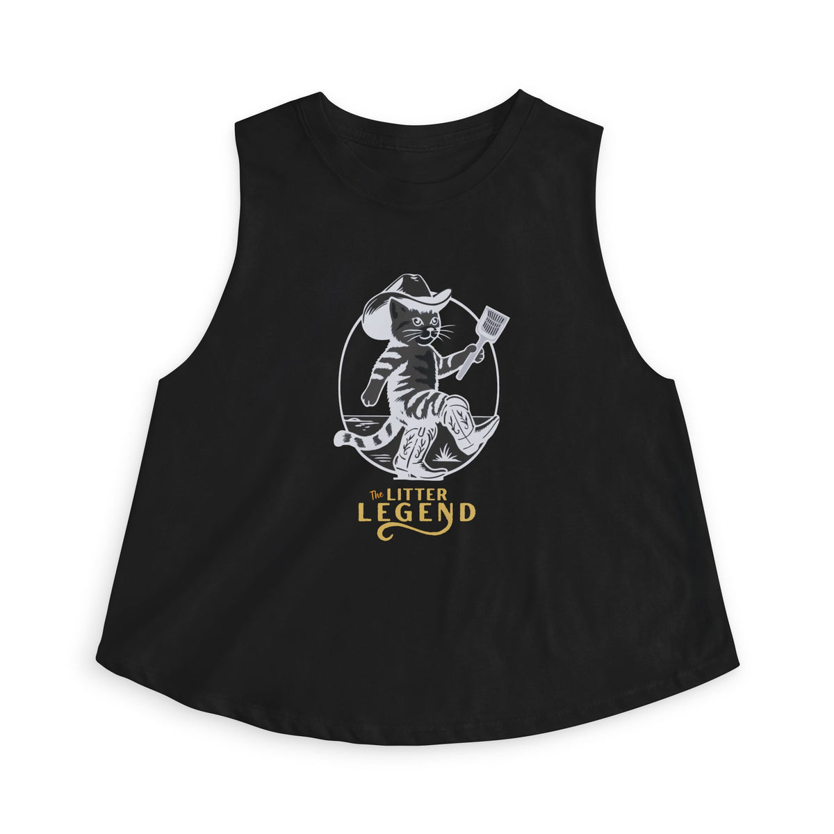 Legend Cat Crop Top — Retro Cowboy Cat Graphic Women's Crop Tank