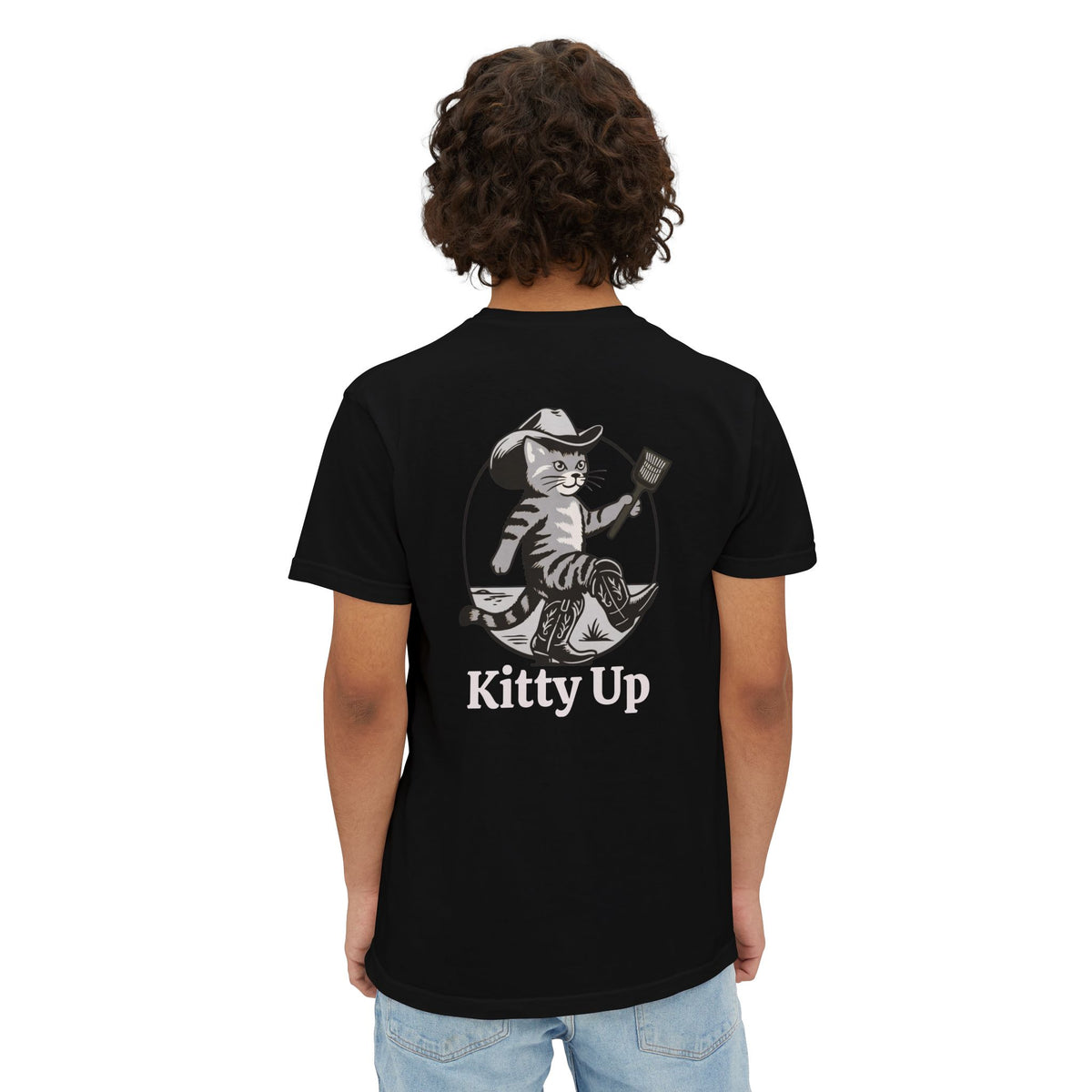 Pocket T-Shirt — Retro Western Cat Graphic Tee