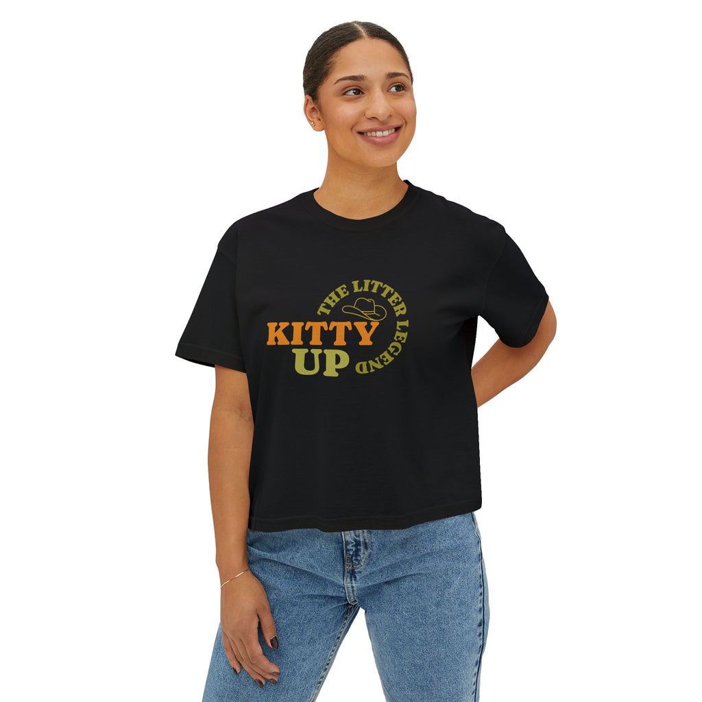 "The Litter Legend" Cute Cat Graphic Boxy T‑Shirt
