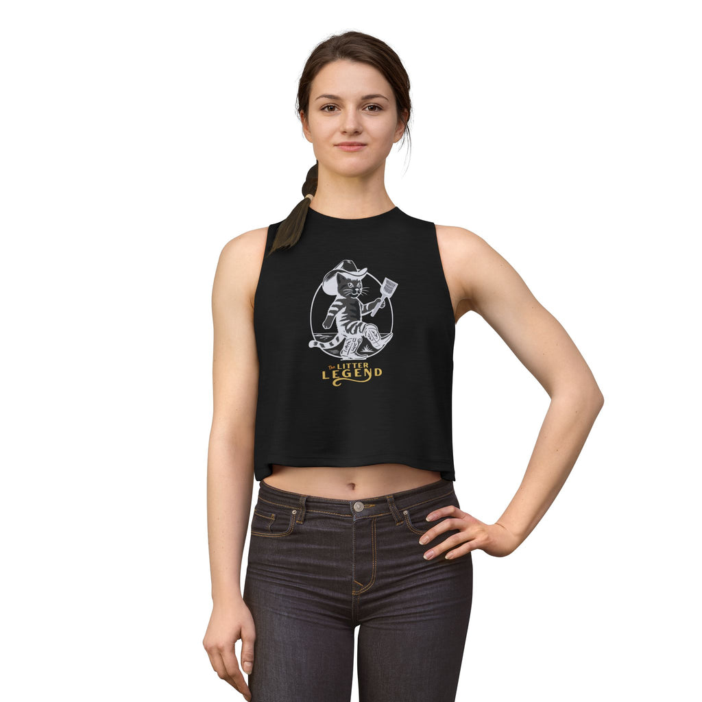 Legend Cat Crop Top — Retro Cowboy Cat Graphic Women's Crop Tank