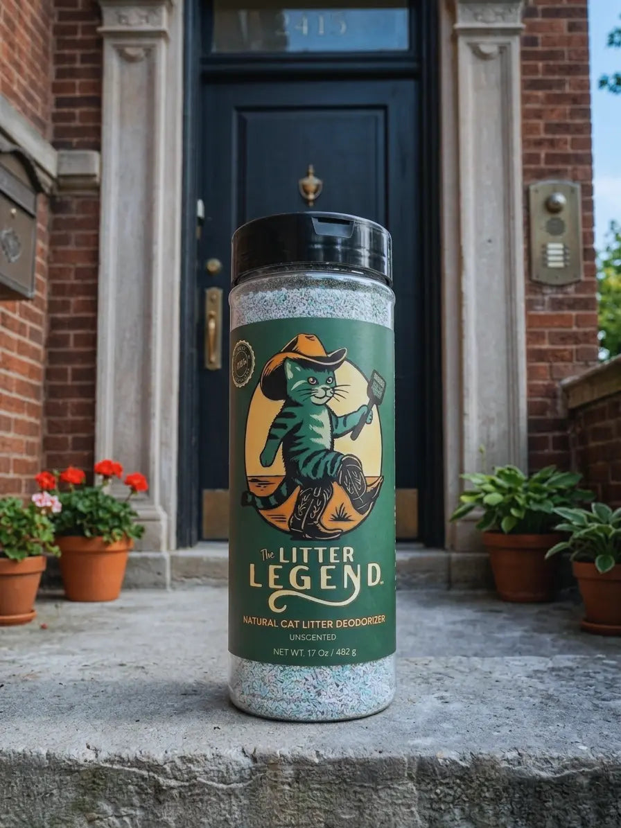 Litter Legend bottle displayed outside a home